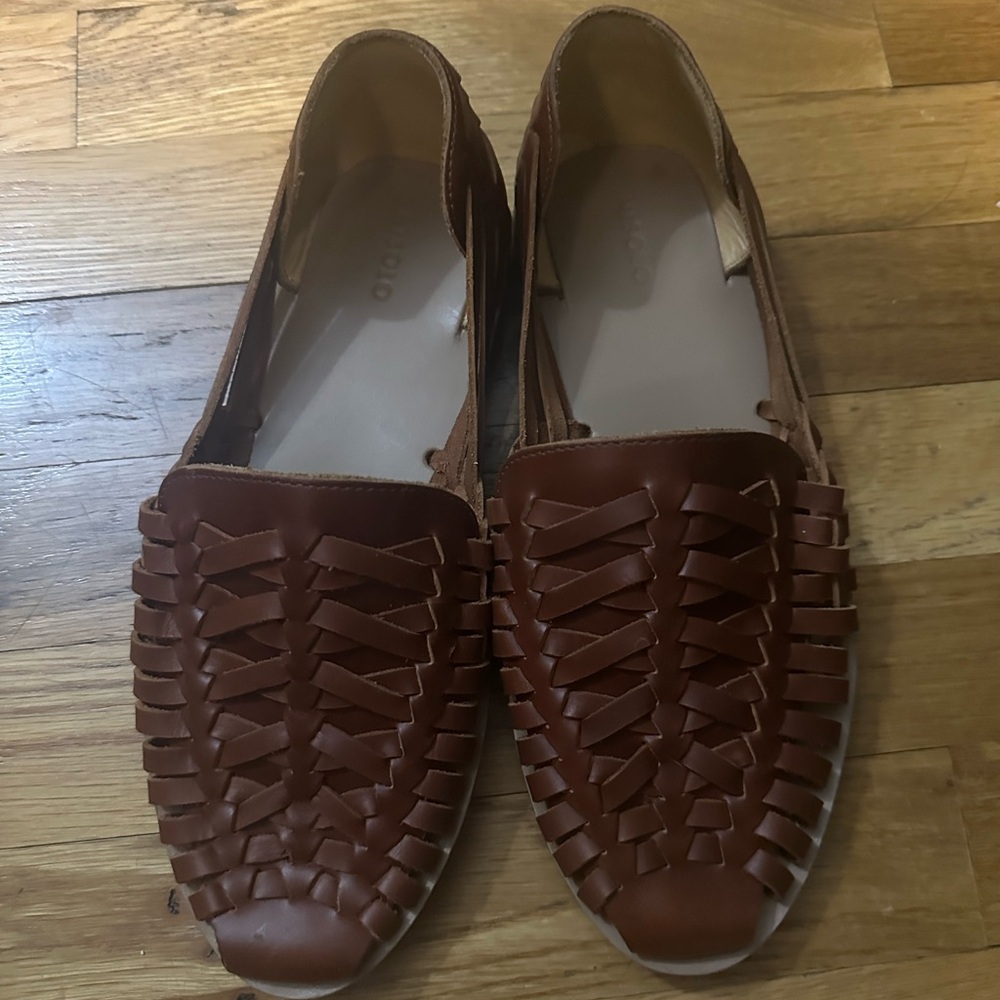 Nisolo Brown Woven Leather Slip-On Loafers